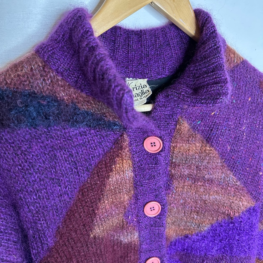 Vintage Krizia Maglia Abstract Mohair Wool Cardigan Made in Italy (Size 38) S/M - Picture 3 of 8